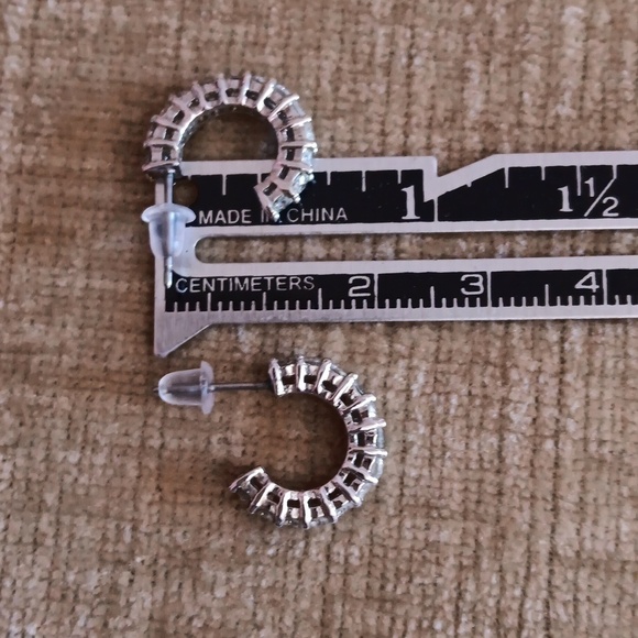 Silver Tone Rhinestone Earrings - Picture 4 of 7